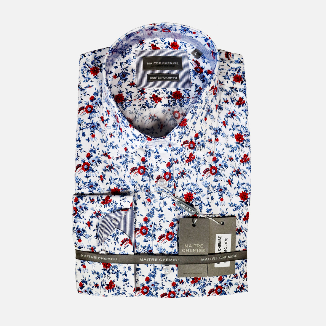 Maitre Chemise Spring Floral Blue Shirt