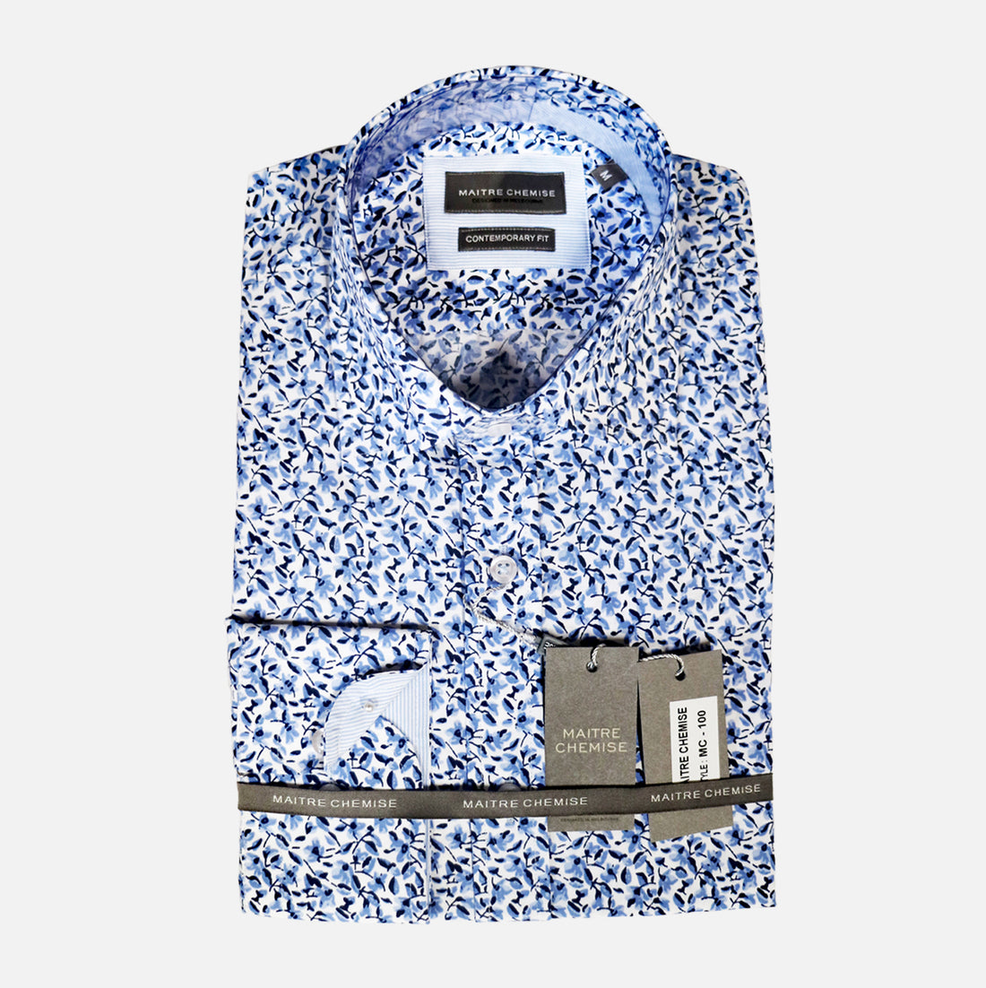 Maitre Chemise Mini Floral Print Blue Shirt