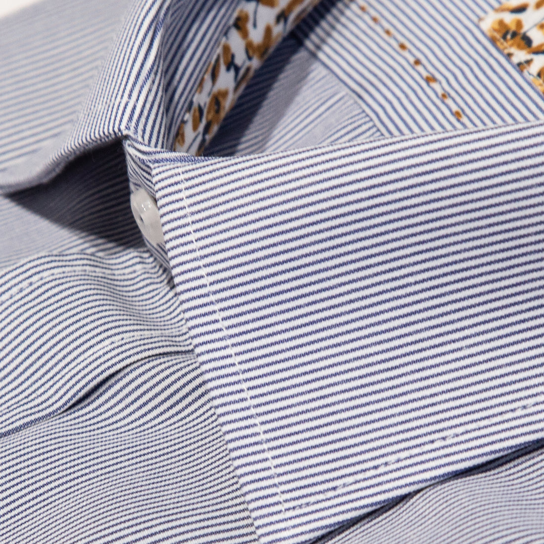 Maitre Chemise Ticking Stripe Navy Shirt