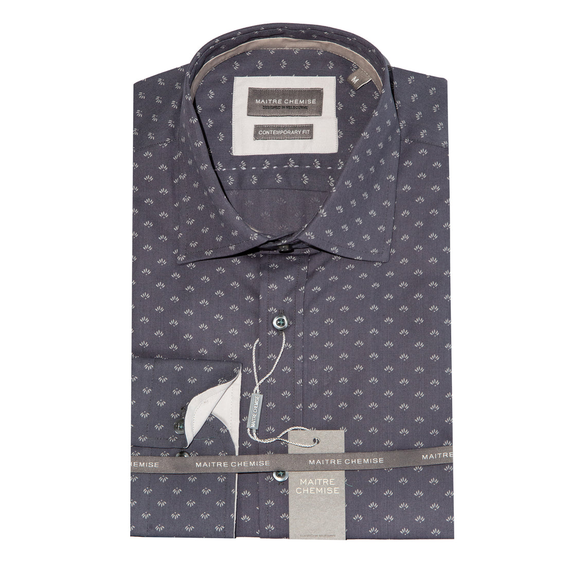 Maitre Chemise Paw French Print Grey Shirt