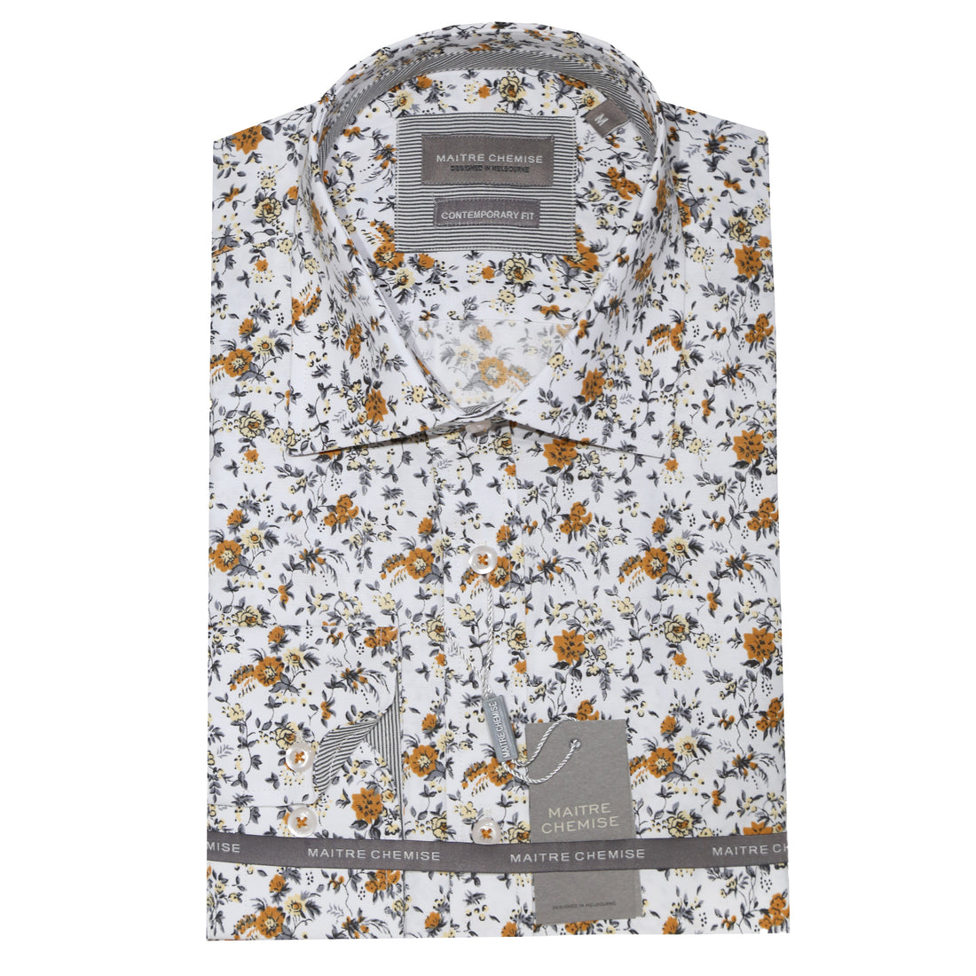 Maitre Chemise Spring Floral Tan Shirt