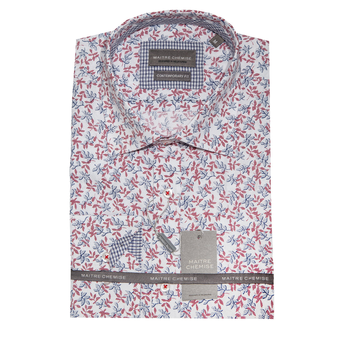 Maitre Chemise Subtle Floral Red Shirt