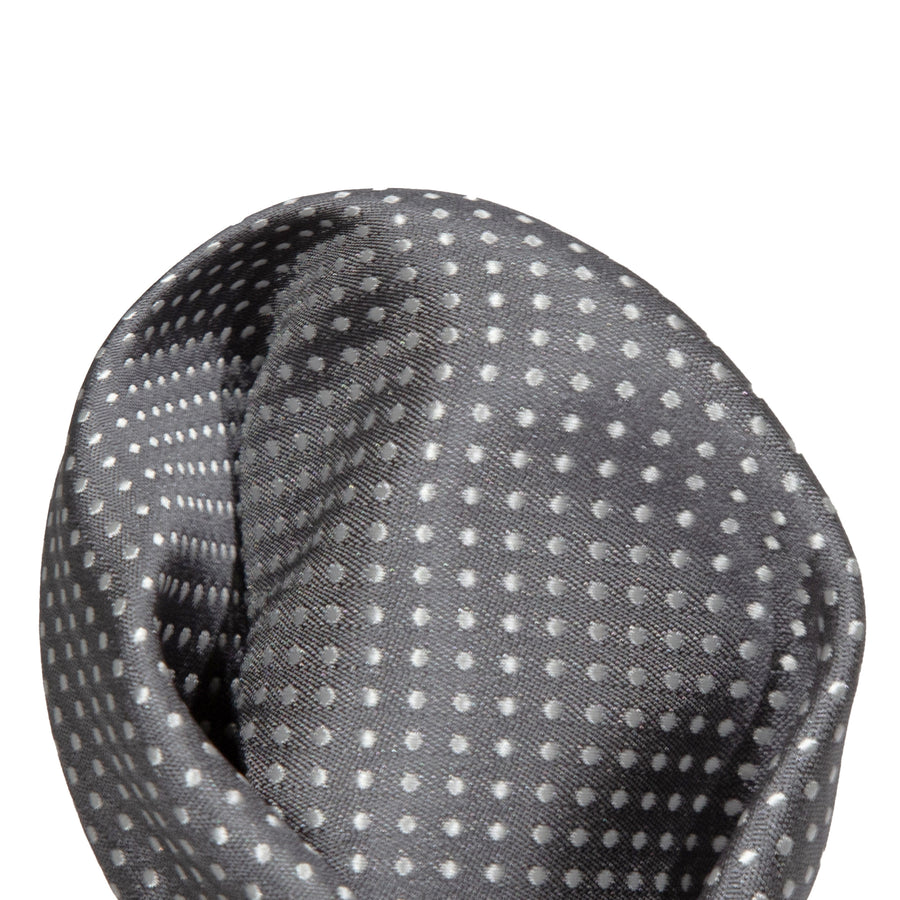 James Adelin Luxury Mini Spot Pocket Square in Charcoal and White