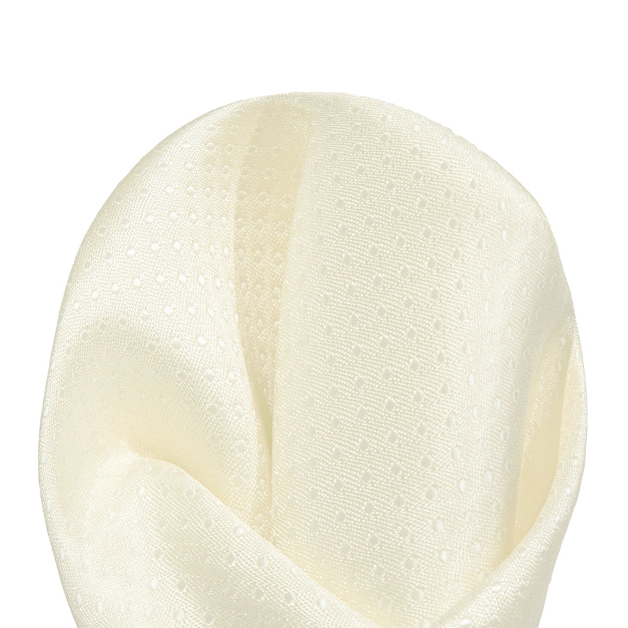 James Adelin Luxury Mini Spot Pocket Square in Ivory and White