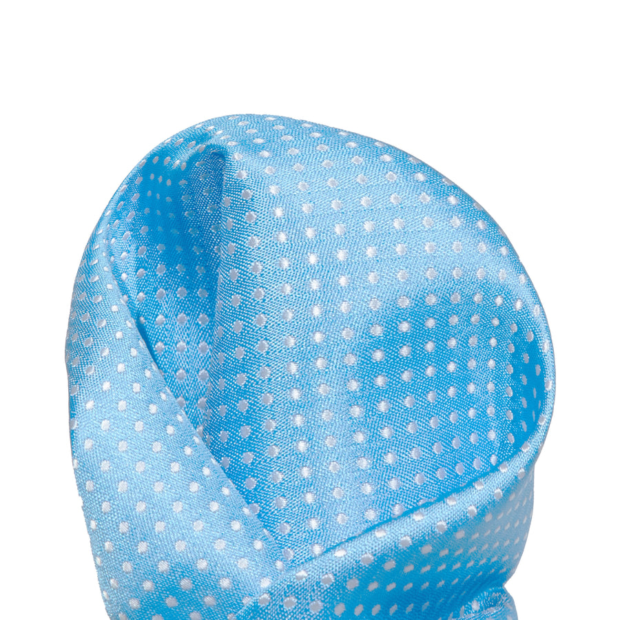 James Adelin Luxury Mini Spot Pocket Square in Turquoise and White