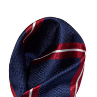 James Adelin Luxury Regimental Stripe Pocket Square in Navy and Burgundy