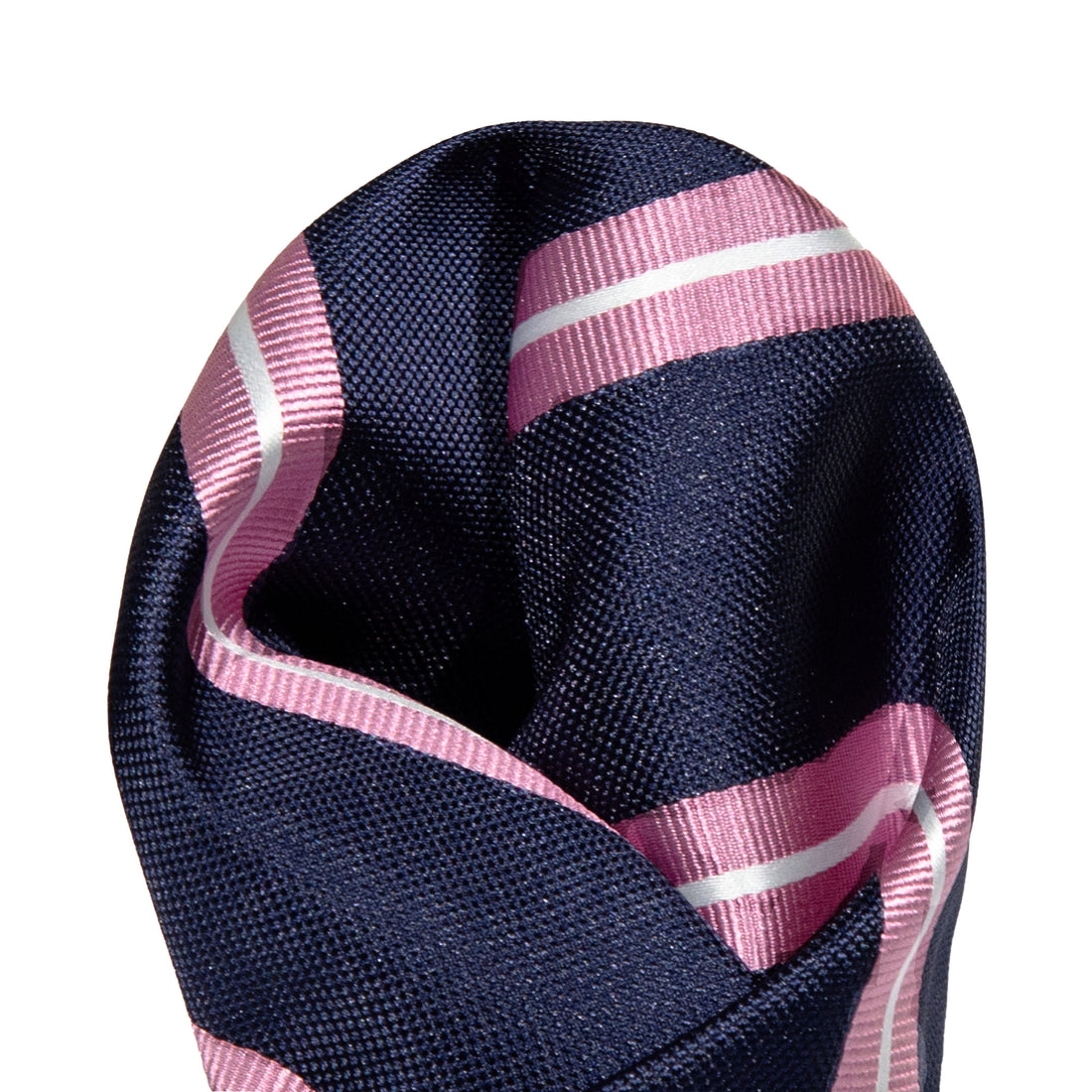 James Adelin Luxury Large Regimental Stripe Pocket Square in Navy and Pink