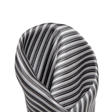 James Adelin Luxury Mini Stripe Pocket Square in Charcoal and White