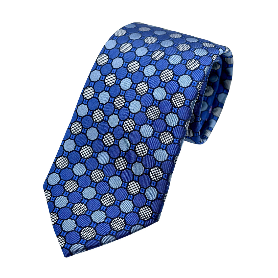 James Adelin Luxury Silk Neck Tie in Spotted Geometric Design