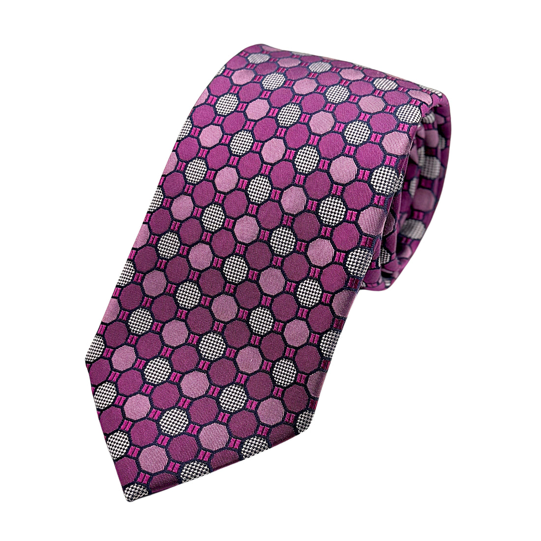 James Adelin Luxury Silk Neck Tie in Spotted Geometric Design