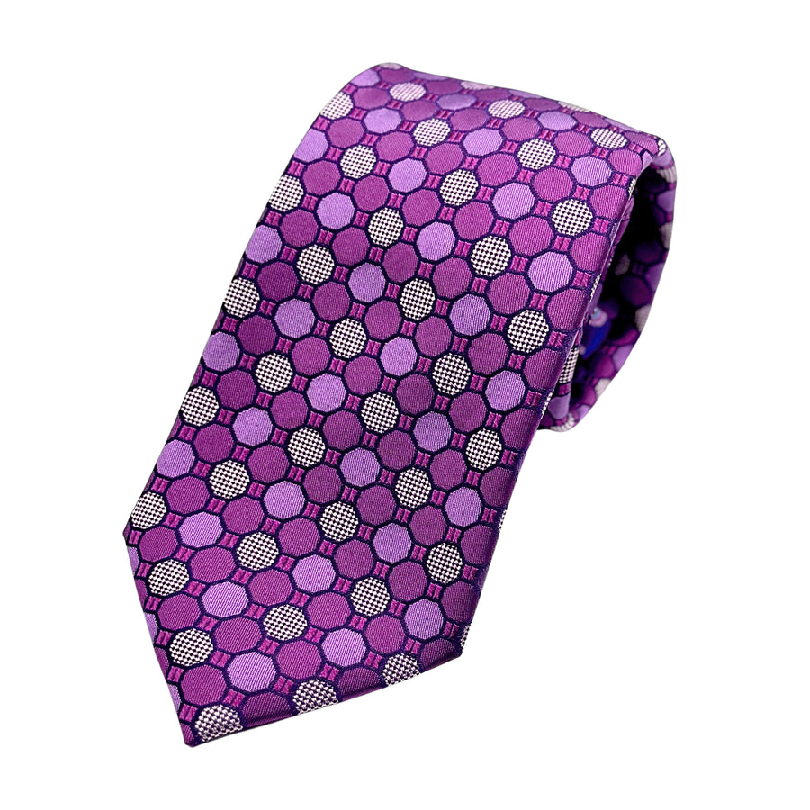 James Adelin Luxury Silk Neck Tie in Spotted Geometric Design