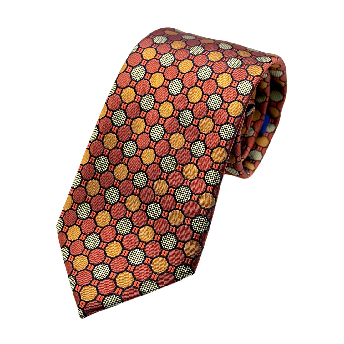 James Adelin Luxury Silk Neck Tie in Spotted Geometric Design