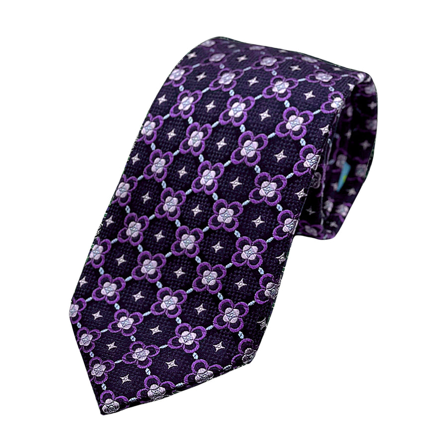 James Adelin Luxury Silk Neck Tie in Textured Medallion Design