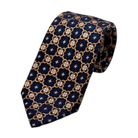 James Adelin Luxury Silk Neck Tie in Textured Medallion Design