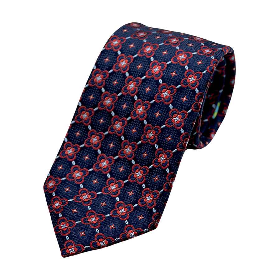 James Adelin Luxury Silk Neck Tie in Textured Medallion Design