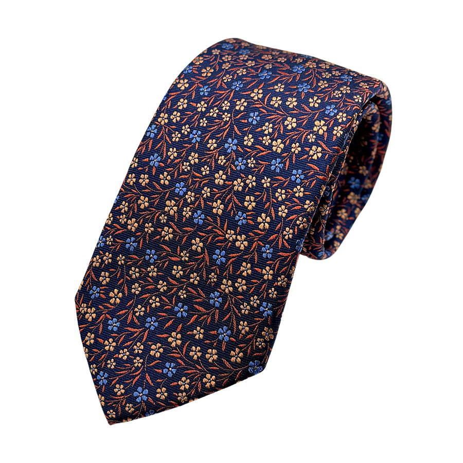 James Adelin Luxury Silk Neck Tie in Textured Mini Floral Design