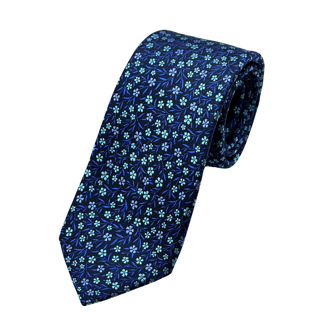 James Adelin Luxury Silk Neck Tie in Textured Mini Floral Design