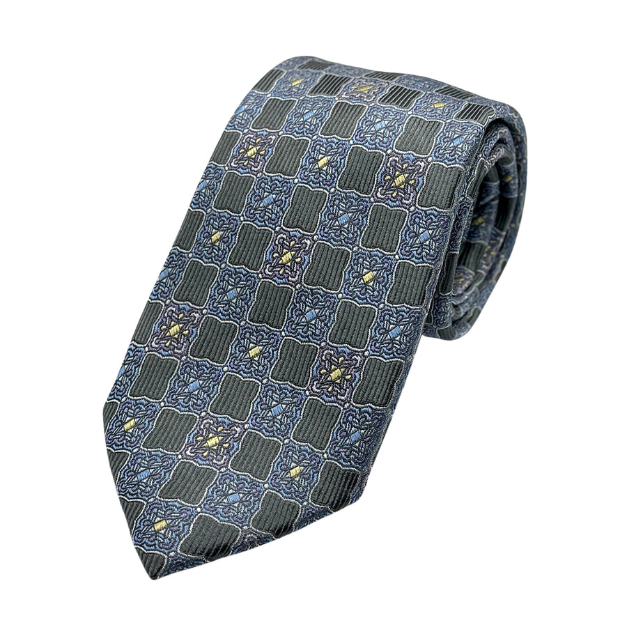 James Adelin Luxury Silk Neck Tie in Textured Medallion Design