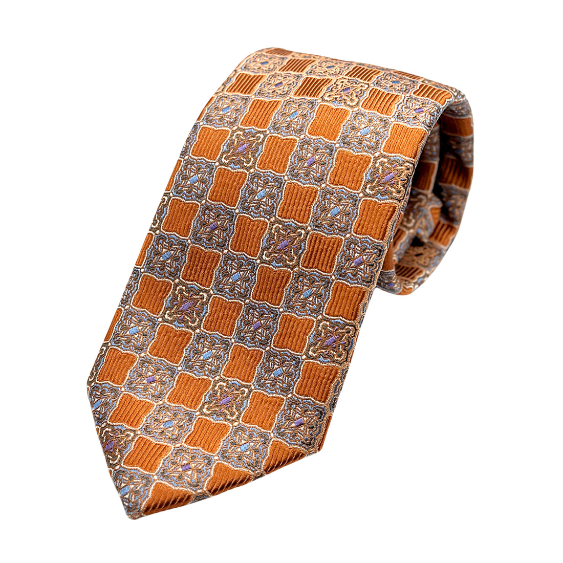 James Adelin Luxury Silk Neck Tie in Textured Medallion Design