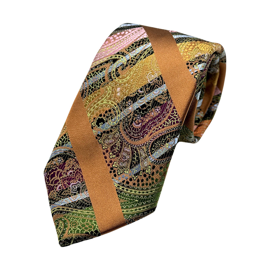 James Adelin Luxury Silk Neck Tie in Paisley Striped Design