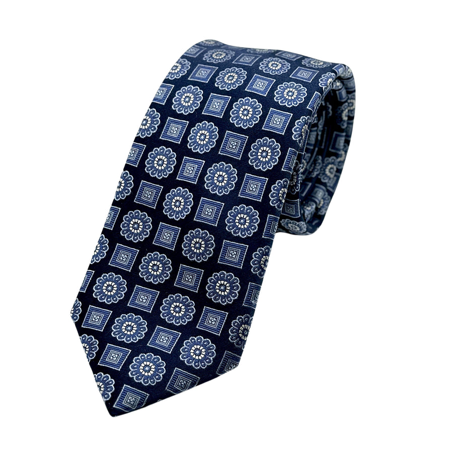 James Adelin Luxury Silk Neck Tie in Geometric Design