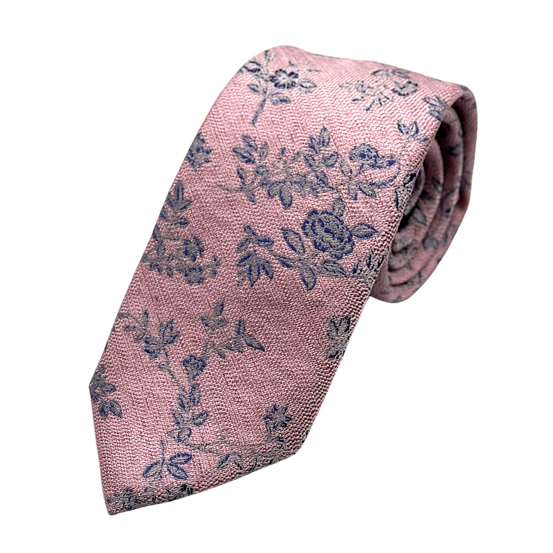 James Adelin Luxury Silk/Linen Neck Tie in Textured Floral Design