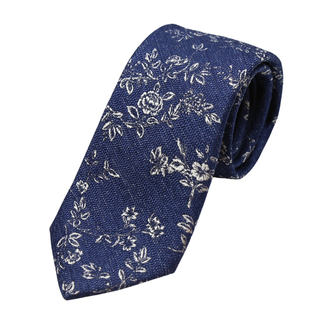 James Adelin Luxury Silk/Linen Neck Tie in Textured Floral Design