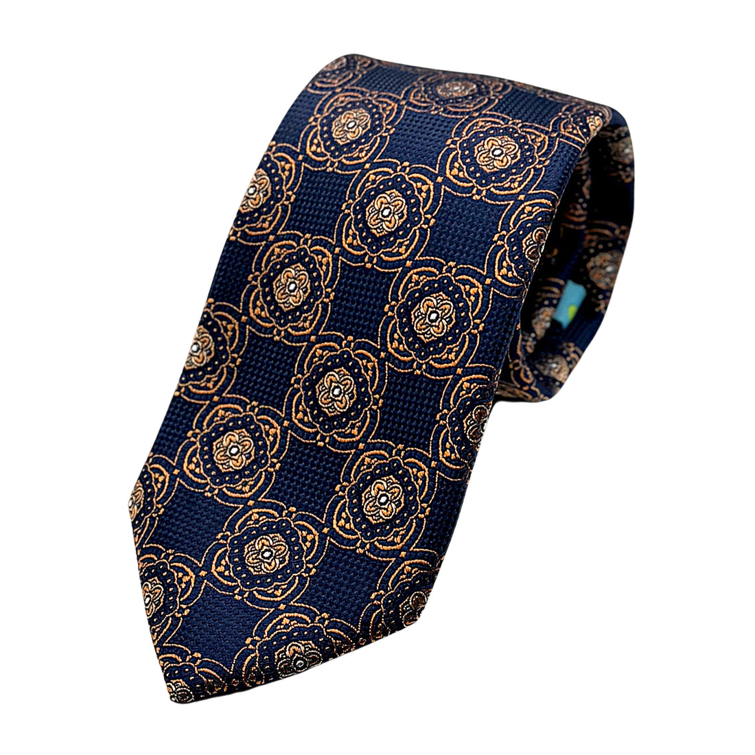 James Adelin Luxury Silk Neck Tie in Textured Medallion Design