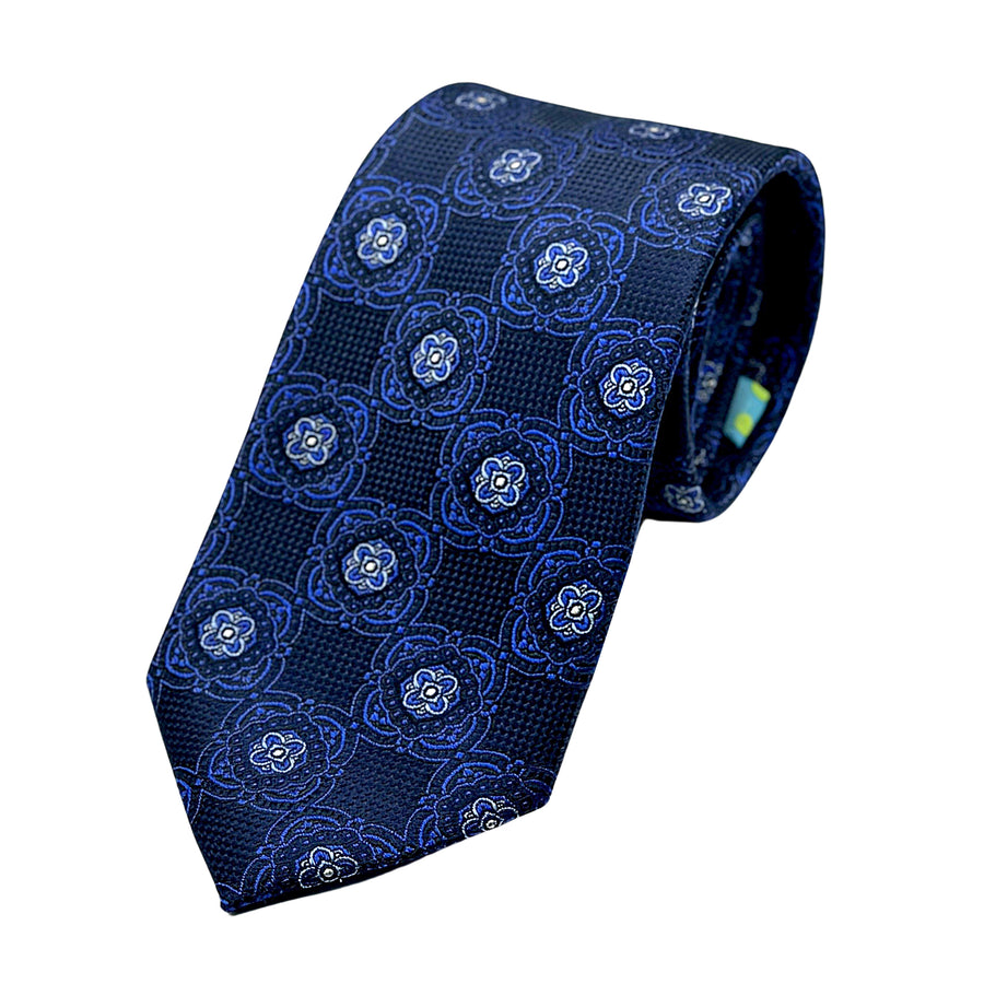 James Adelin Luxury Silk Neck Tie in Textured Medallion Design