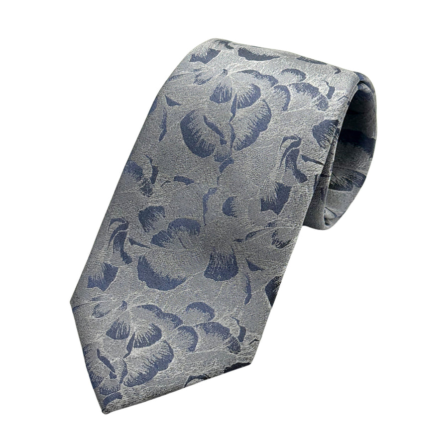 James Adelin Mens Luxury Silk Neck Tie in Satin Floral Weave Design