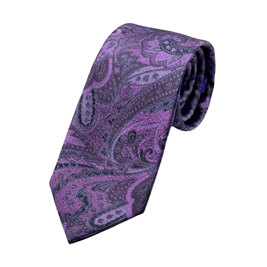 James Adelin Mens Luxury Silk Neck Tie in Textured Paisley Weave Design