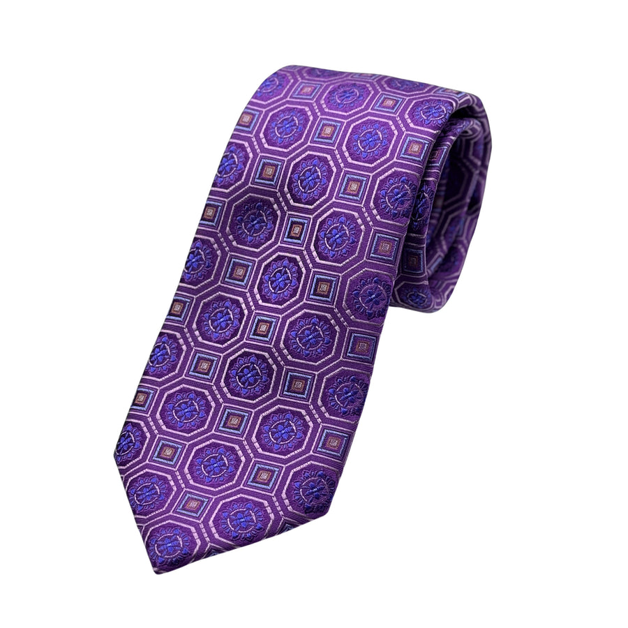 James Adelin Mens Luxury Silk Neck Tie in Medallion Weave Design