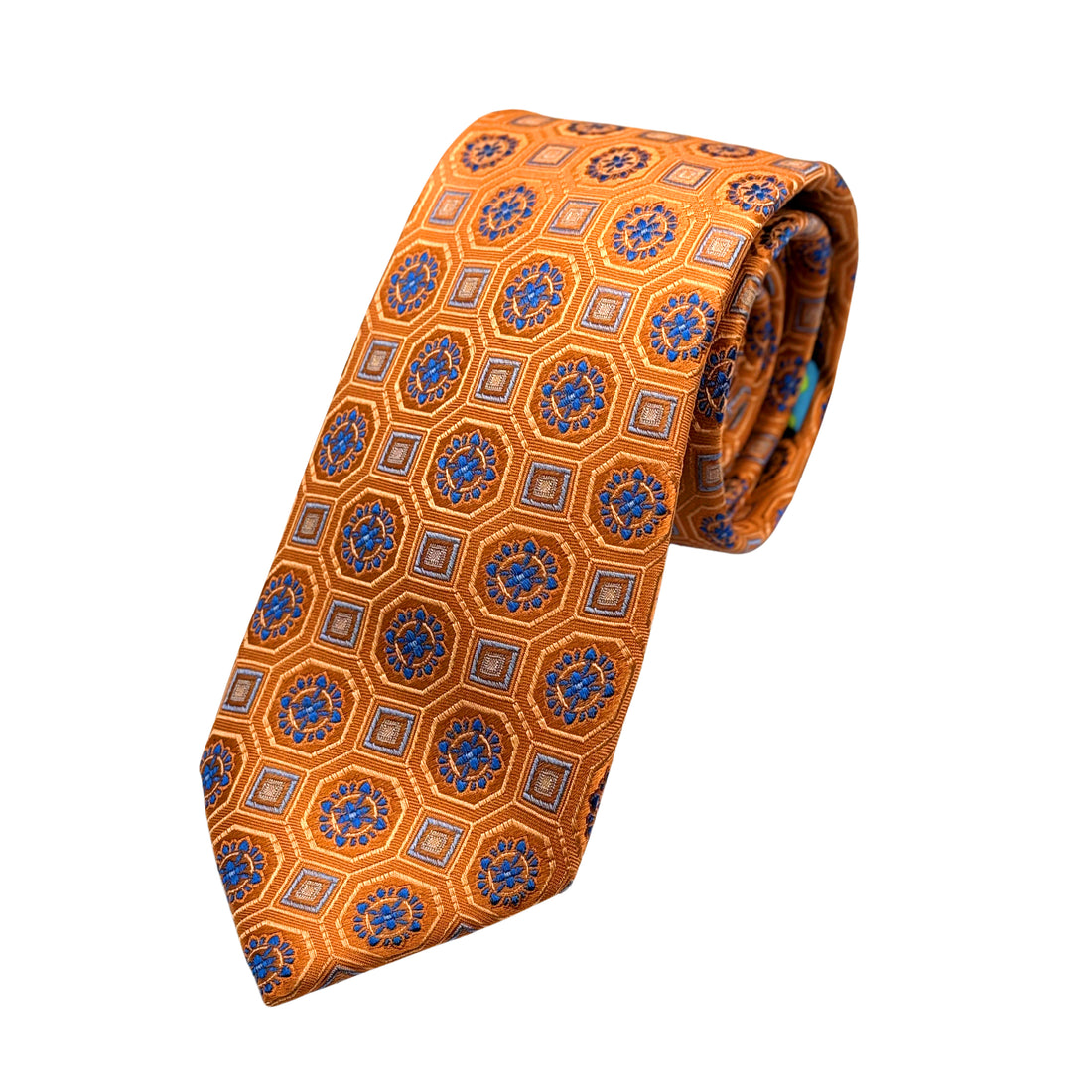 James Adelin Mens Luxury Silk Neck Tie in Medallion Weave Design