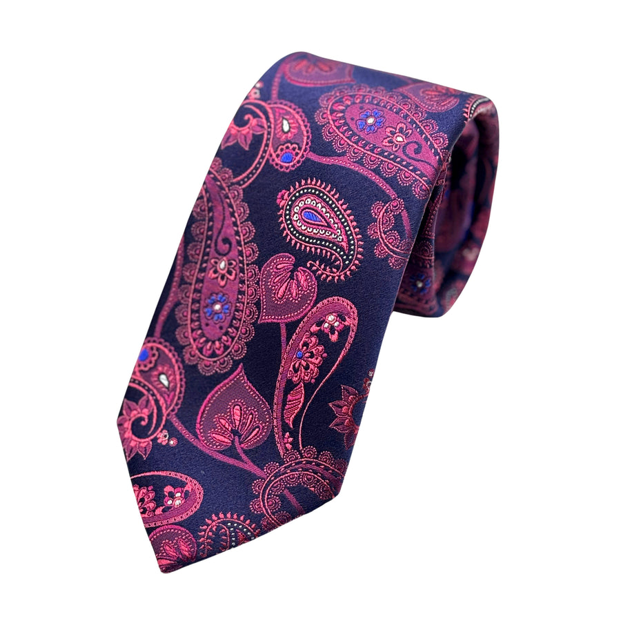 James Adelin Mens Luxury Silk Neck Tie in Textured Paisley Weave Design