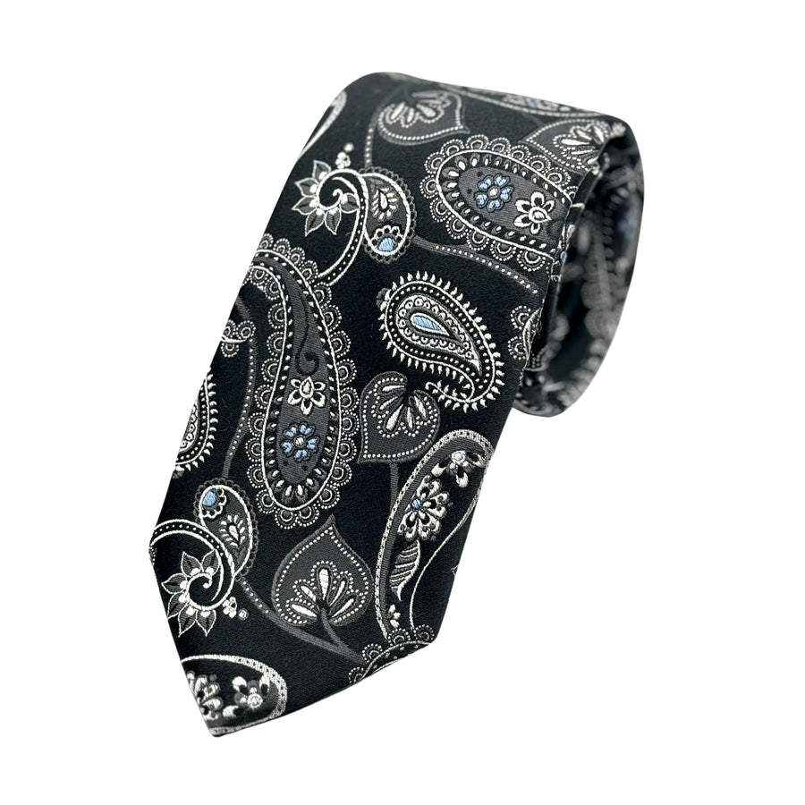 James Adelin Mens Luxury Silk Neck Tie in Textured Paisley Weave Design