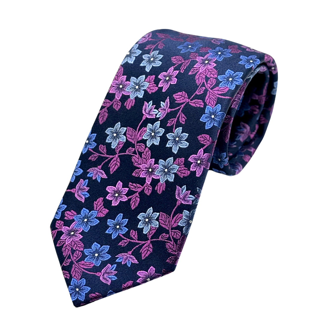 James Adelin Mens Luxury Silk Neck Tie in Floral Weave Design