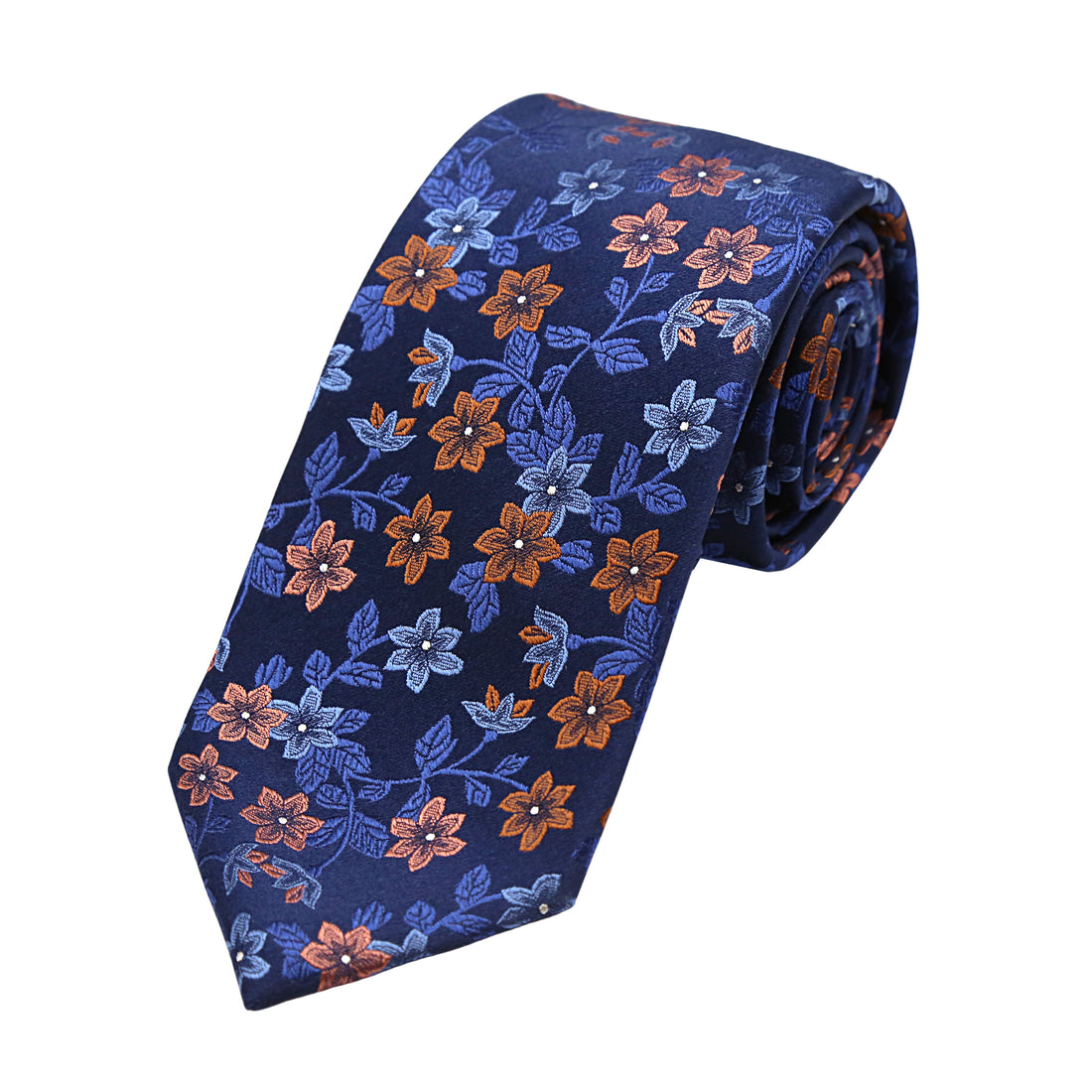 James Adelin Mens Luxury Silk Neck Tie in Floral Weave Design