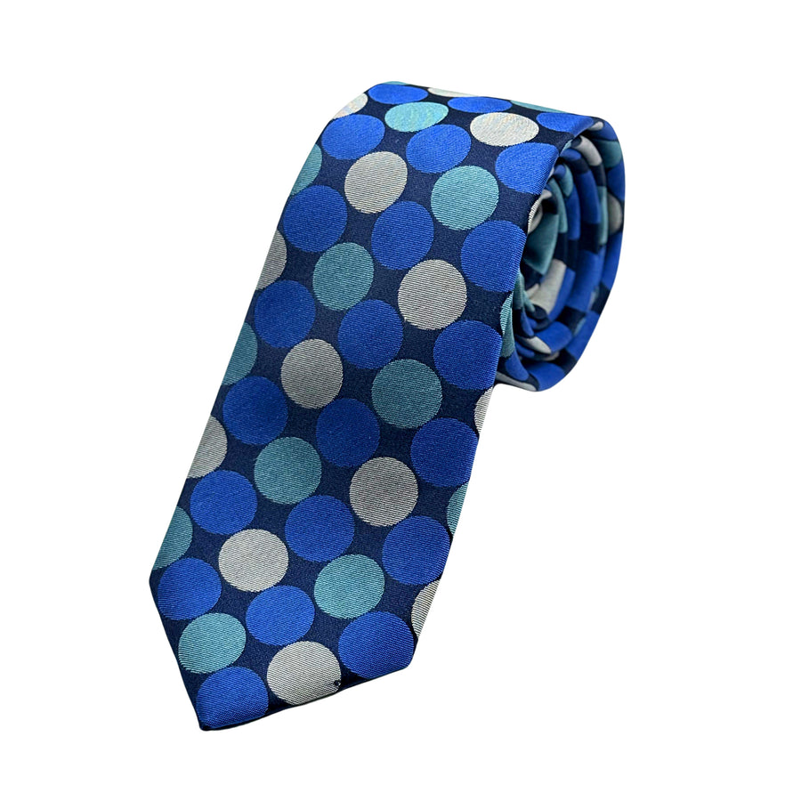 James Adelin Mens Luxury Silk Neck Tie in Satin Polka Dot Weave Design