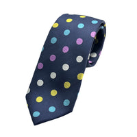 James Adelin Mens Luxury Silk Neck Tie in Polka Dot Weave Design