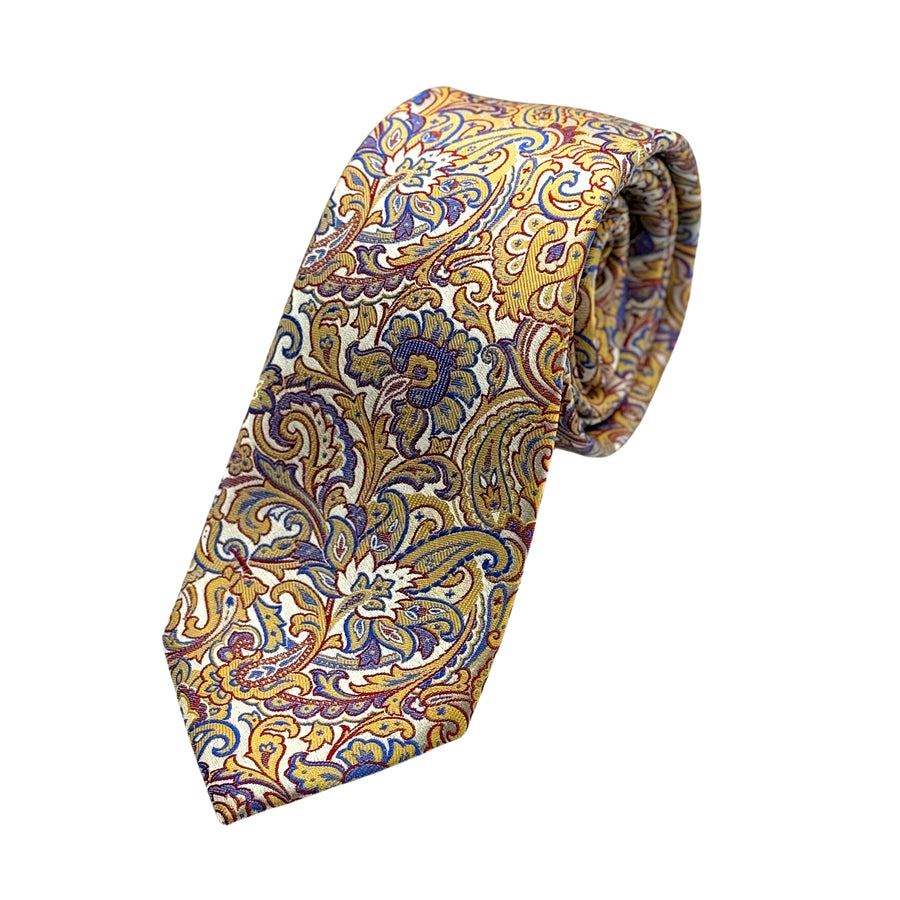 James Adelin Mens Luxury Silk Neck Tie in Paisley Weave Design