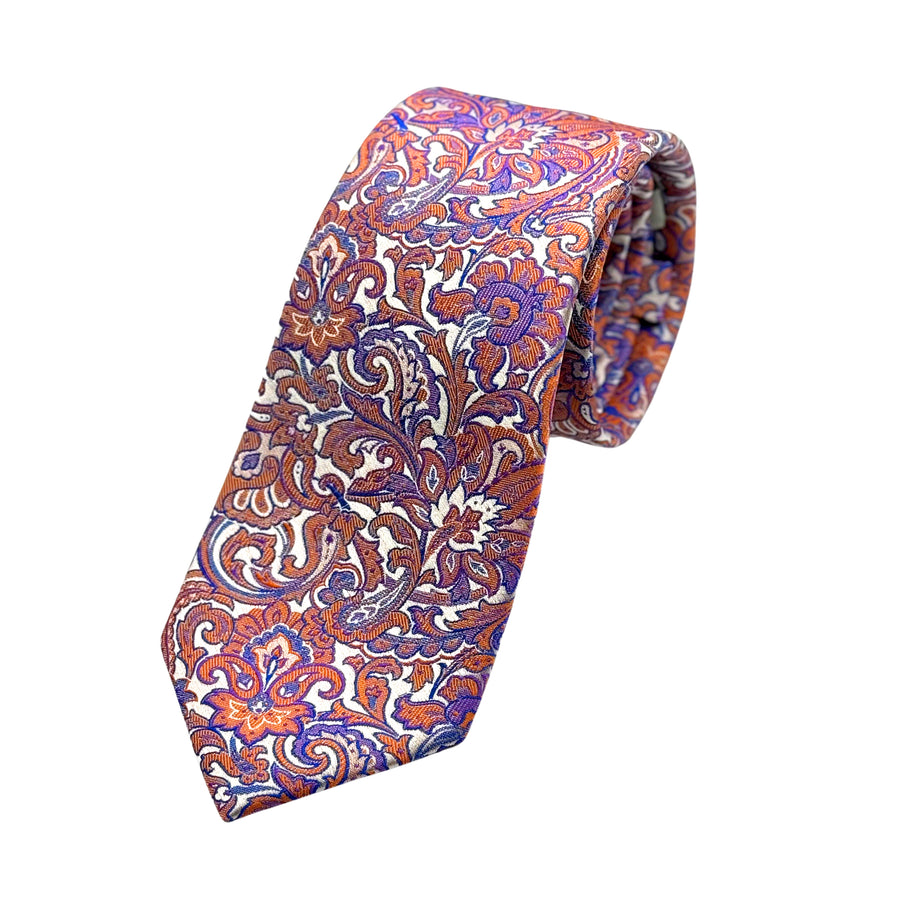 James Adelin Mens Luxury Silk Neck Tie in Paisley Weave Design