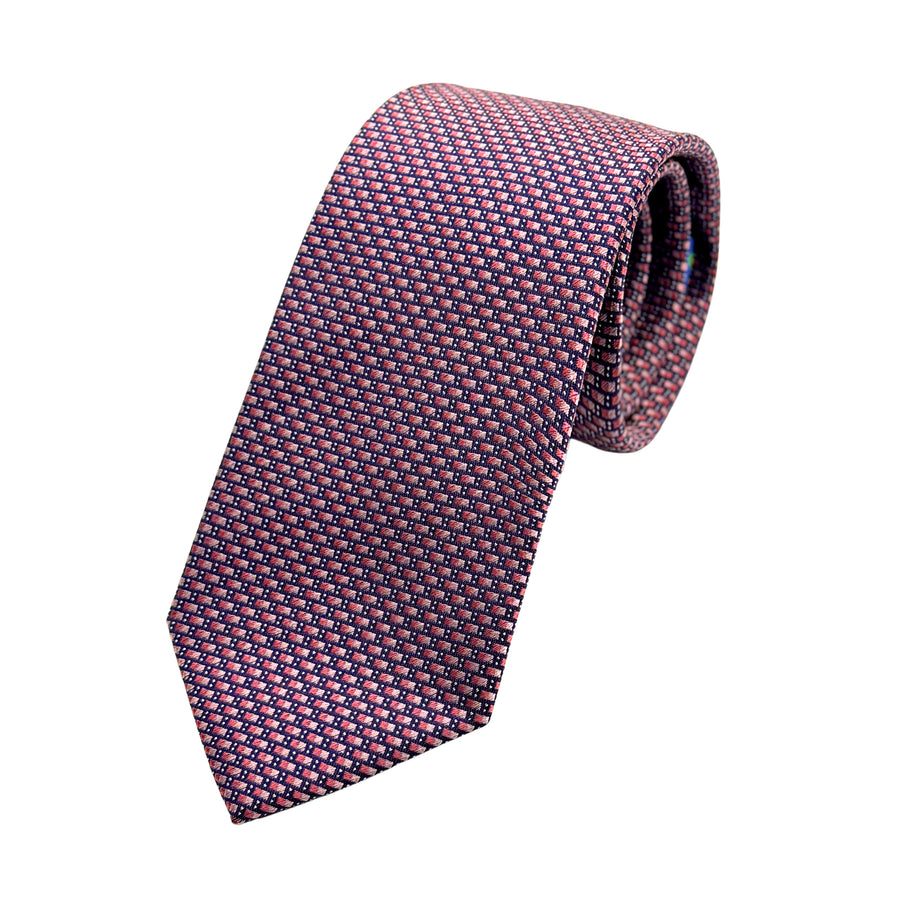 James Adelin Mens Luxury Silk Neck Tie in Geometric Weave Design