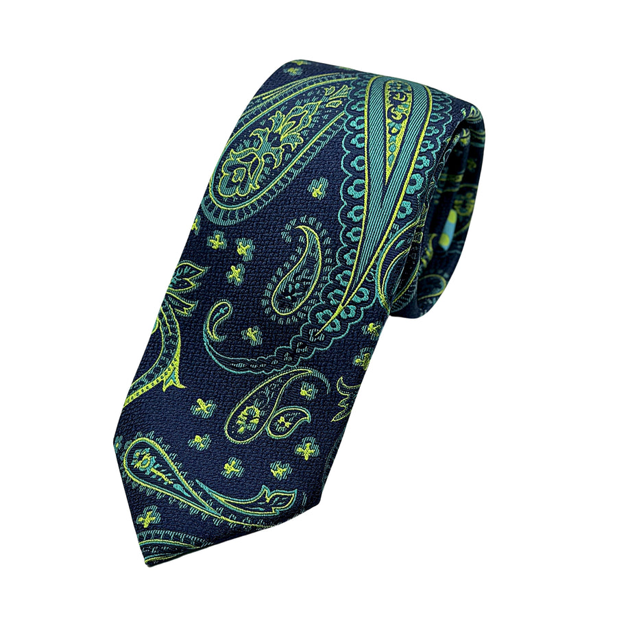 James Adelin Mens Luxury Silk Neck Tie in Textured Paisley Weave Design