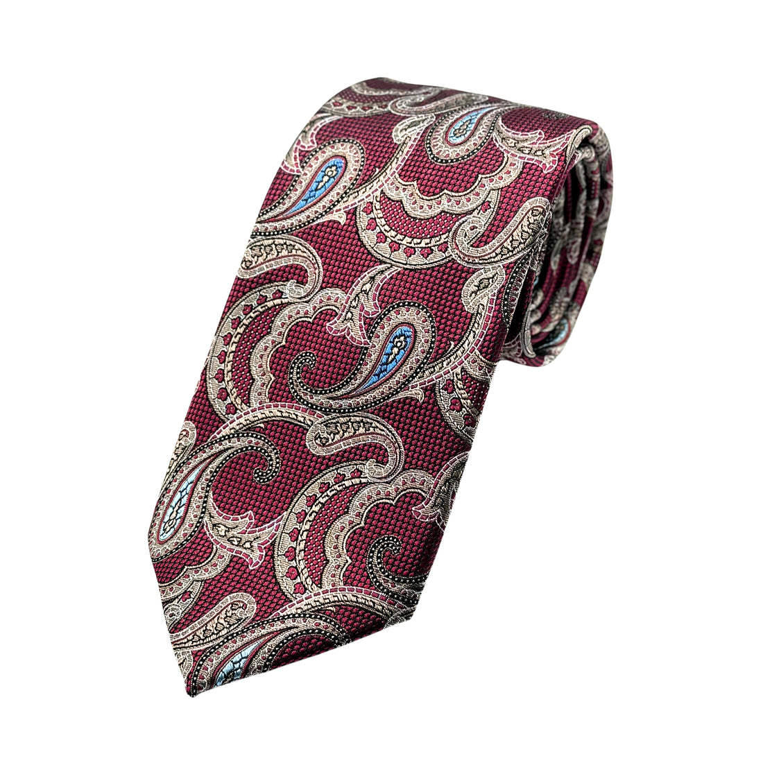 James Adelin Mens Luxury Silk Neck Tie in Textured Paisley Weave Design