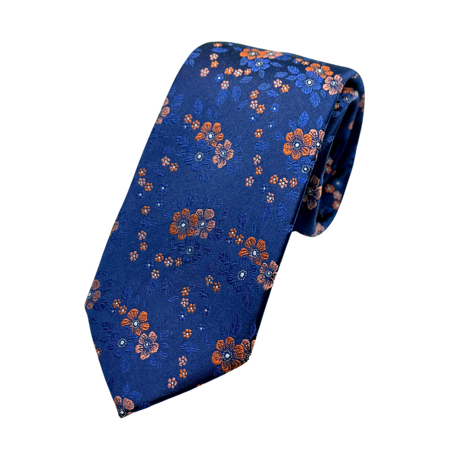 James Adelin Mens Luxury Silk Neck Tie in Satin Floral Weave Design