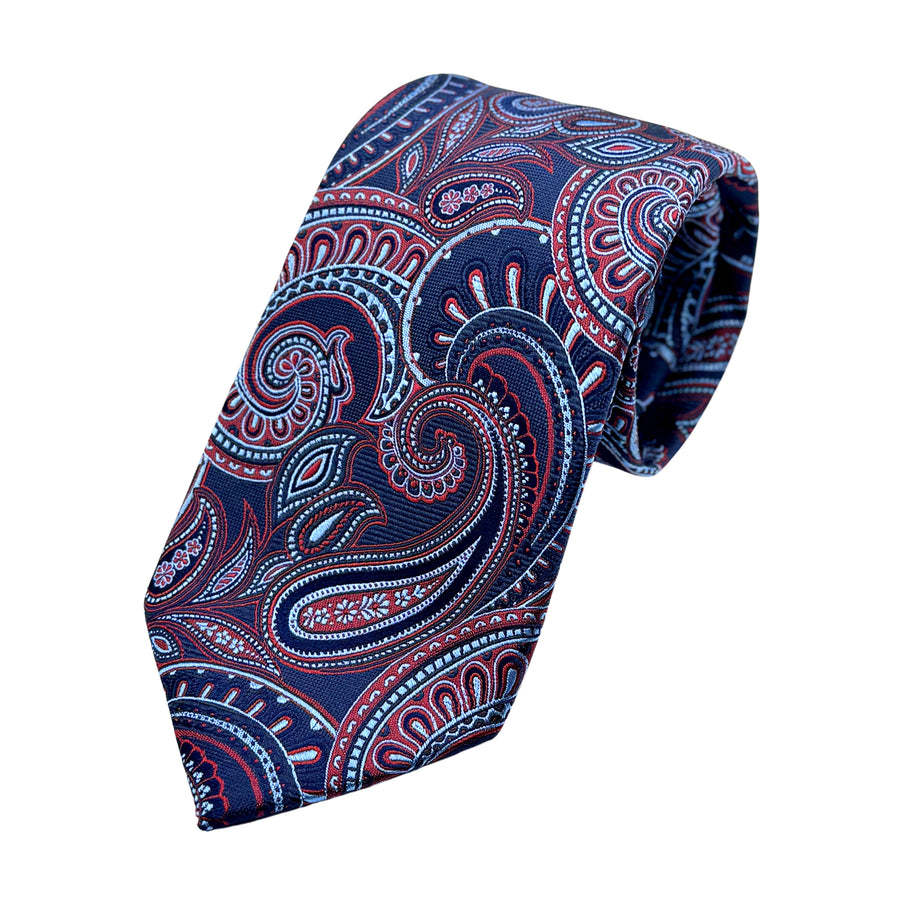 James Adelin Mens Luxury Silk Neck Tie in Textured Paisley Weave Design