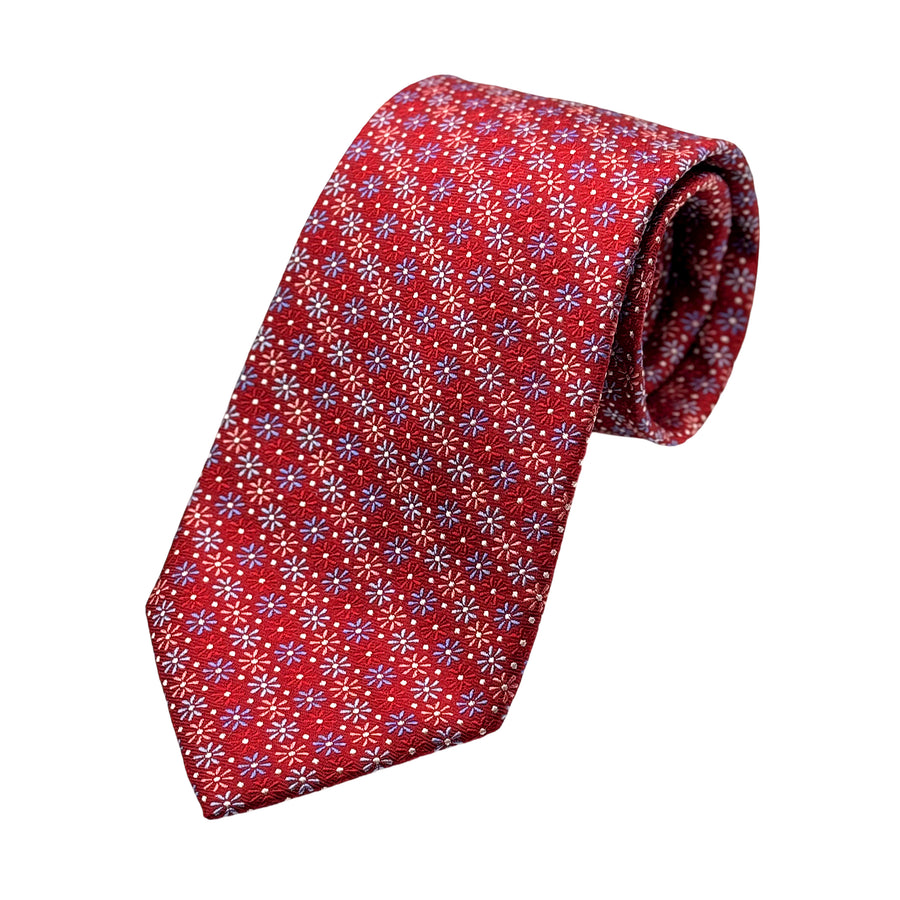 James Adelin Mens Luxury Silk Neck Tie in Textured Weave Floral Design