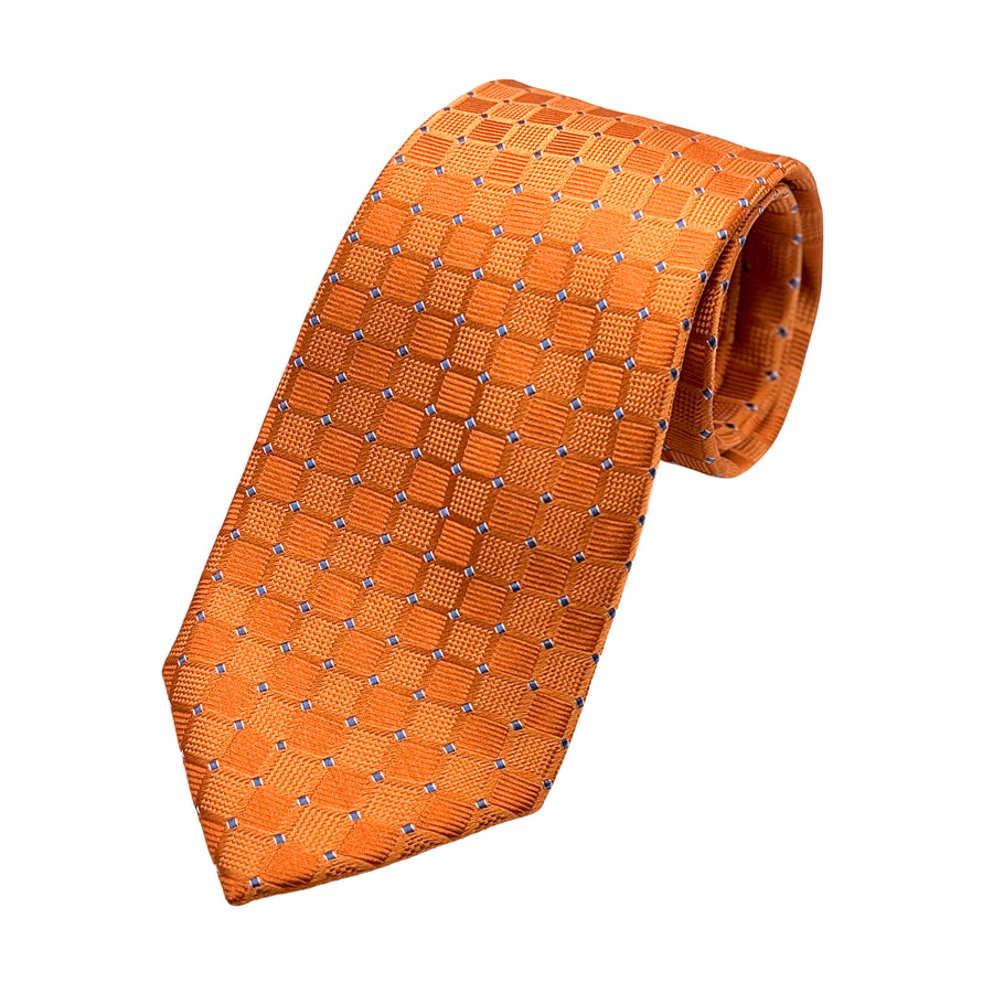 James Adelin Mens Luxury Silk Neck Tie in Textured Spotted Squares Weave Design