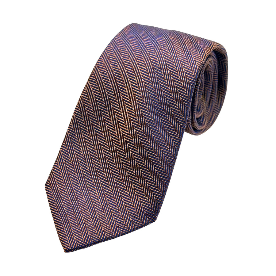 James Adelin Mens Luxury Silk Neck Tie in Herringbone Weave Design