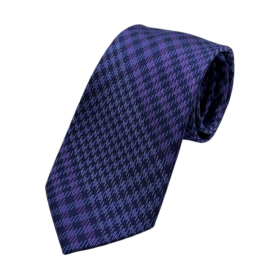 James Adelin Mens Luxury Silk Neck Tie in Textured Diagonal Check Weave Design